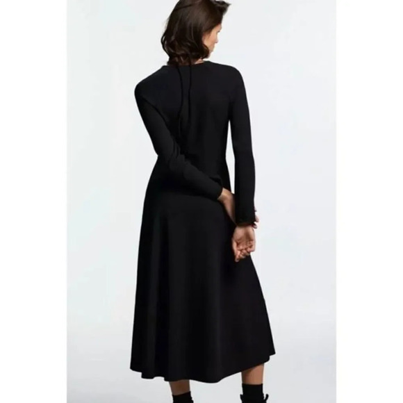 ZARA Midi Dress With Slit Strappy Cutout Top Long
Sleeve Black Dress - Picture 2 of 10